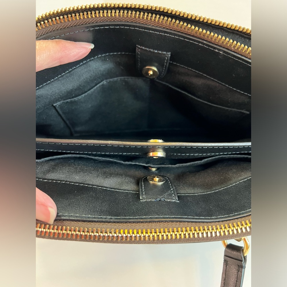 Coach Etta Brown & Black Signature Coated Canvas & Leather Carryall W/COA - Picture 9 of 14